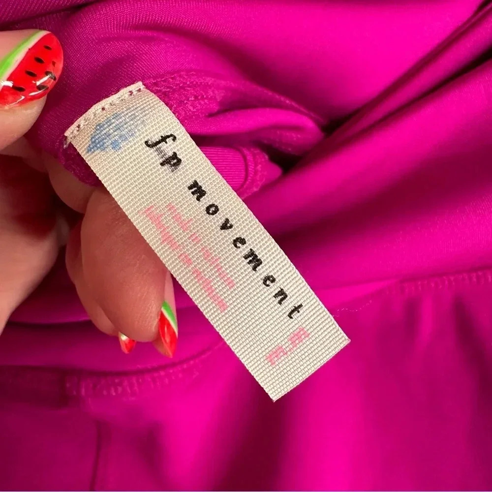 Free People FP Movement Hot Pink Fuscia Scrunch Ankle Leggings Size M - Picture 5 of 5